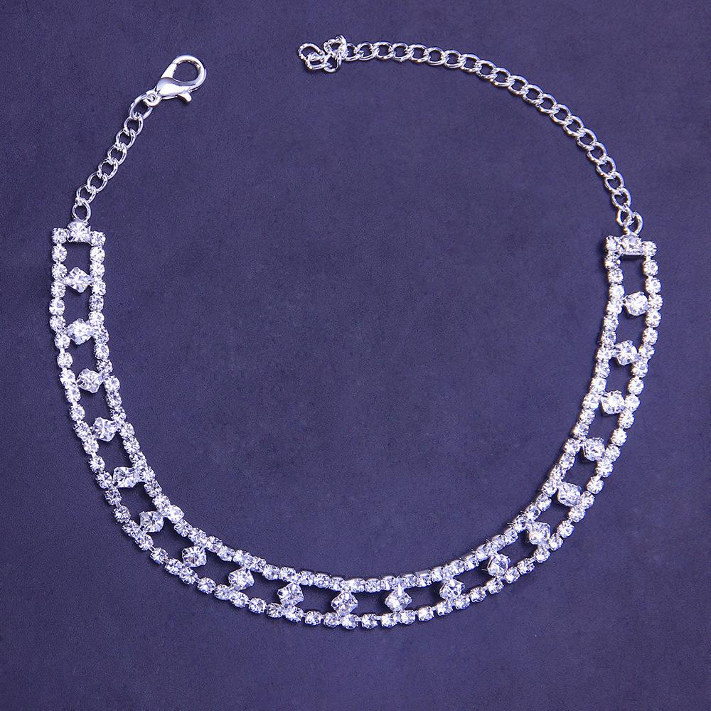 Винтажный хрустальный теннисный браслет на щиколотку, украшения для ног, женские браслеты на щиколотку, цепочка для женщин, квадратный кулон, браслеты на ногу, ювелирные изделия