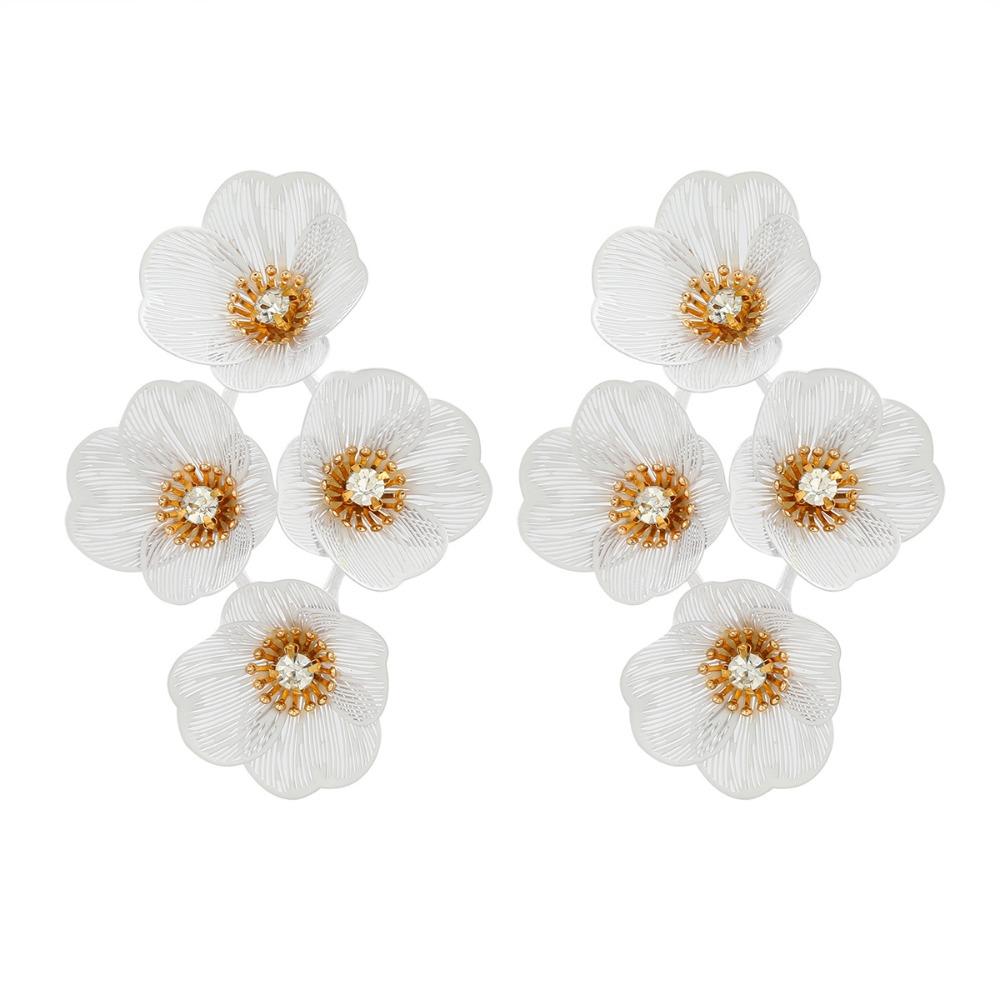 Роскошные преувеличенные цветочные серьги-подвески из цинкового сплава, длинные висячие серьги с цветочными кисточками, банкетные