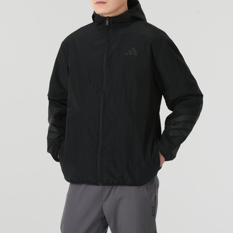 Adidas M Fi Wv Wb Hooded Zipper Comfortable Long Sleeve Jacket Men Jacket Black JD4942