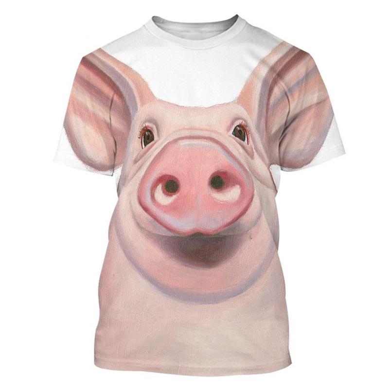 Футболка с принтом Funny Pig 3D для мужчин и женщин, летняя, с короткими рукавами, с рисунком животных-свинок, футболка большого размера с короткими рукавами и круглым вырезом