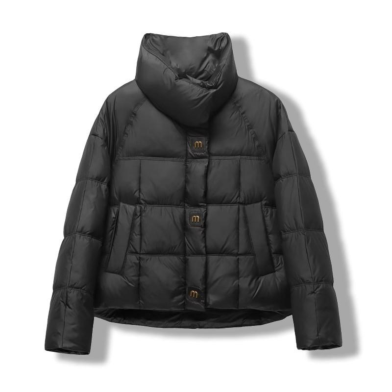 Короткая куртка-пуховик M-button, женская, зимняя, 2024 года, воротник-стойка, утолщенный, высококачественный, белый утиный пух, прямая, повседневная куртка прилив