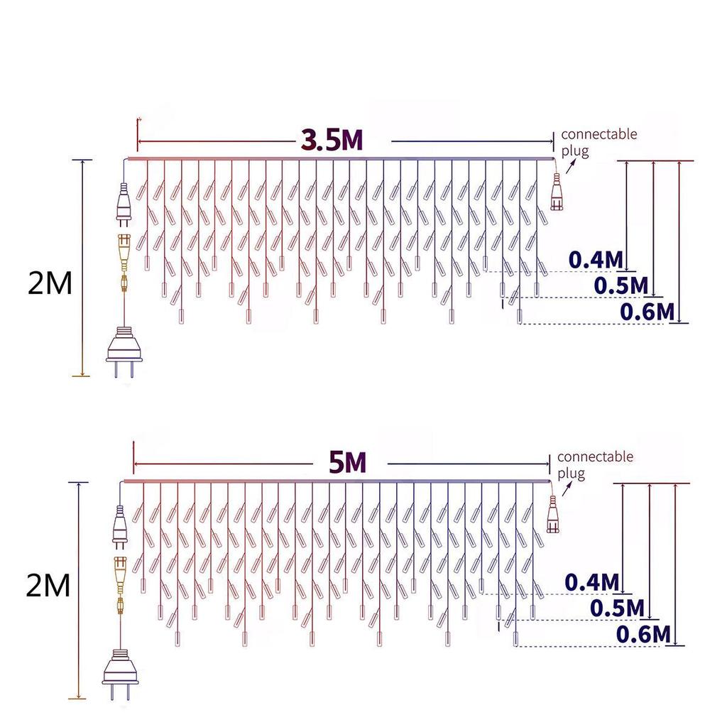 Светодиодные гирлянды в форме сосульки, рождественские занавески, гирлянды с дистанционным управлением, уличные на Новый год, свадьбу, уличный праздничный декор