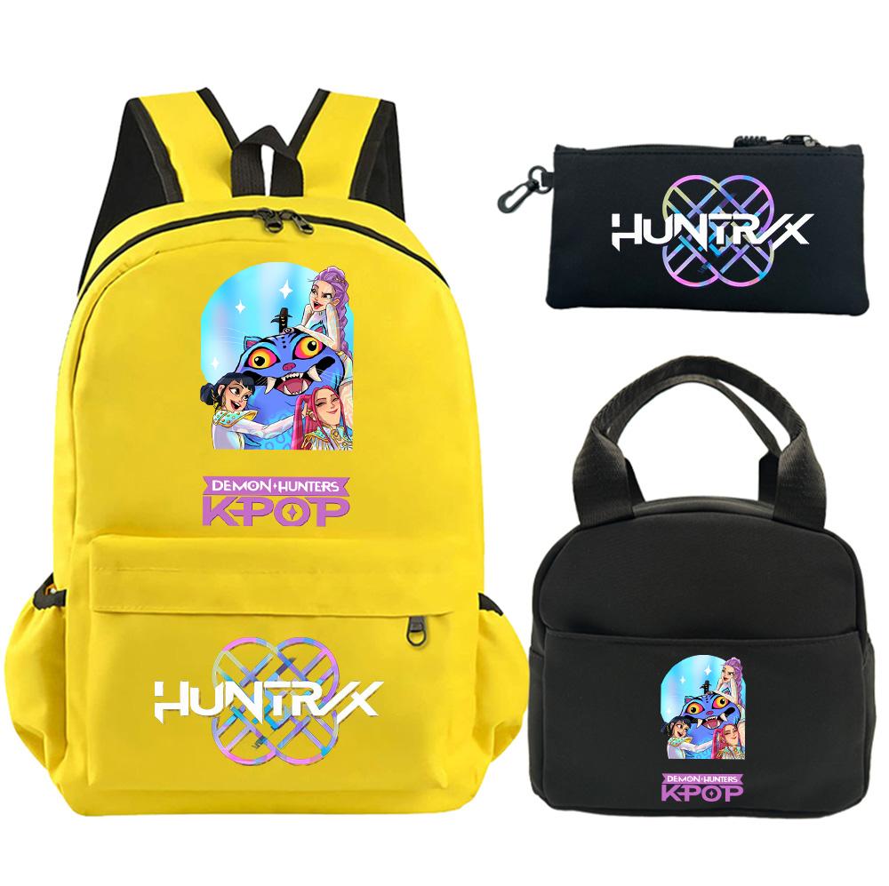 3Pcs/set Anime Demon Hunters Printed Backpack with Shoulder Bag Pencil Case for Student Boy Girl Schoolbag Large Capacity Waterproof Bookbag