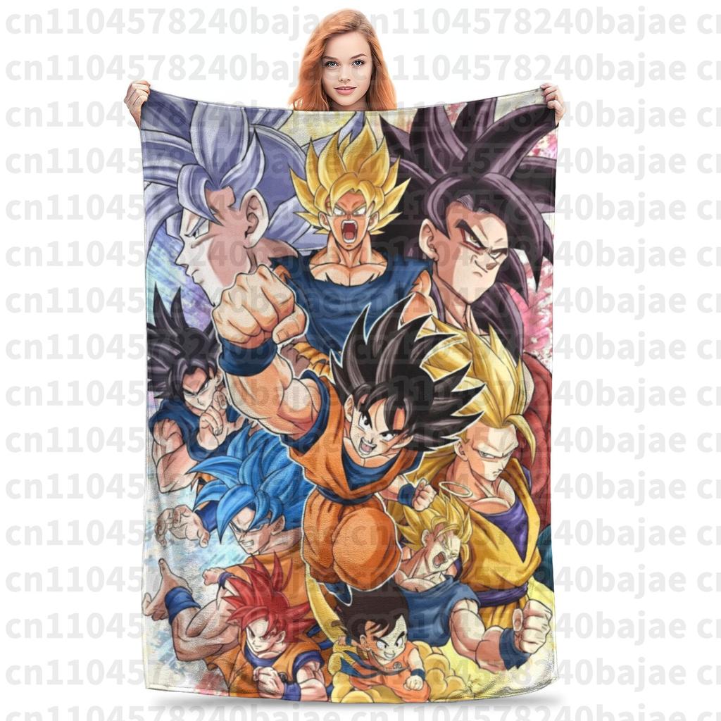 Плетеное одеяло Dragon Ball Z Фланелевое Аниме Сон Гоку Мягкие пледы для кровати Спальни Покрывало