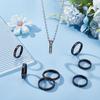 14Pcs 7 Size Crystal Rhinestone Grooved Finger Ring Textured 201 Stainless Steel Jewelry for Men Women Electrophoresis Black