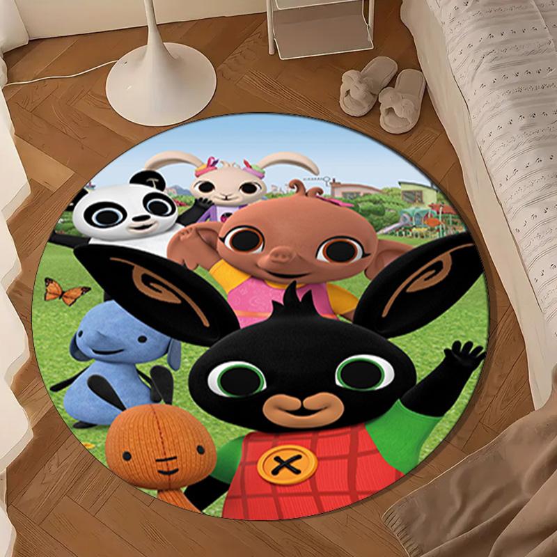 Bunny's Cozy Hug Round Rug for Livingroom,Bedroom, Palyroom, Chair Rug, Area rug, Circle Carpet, Large Size Fan Christmas gift
