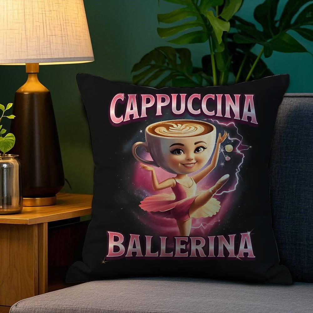 Italian Brain Rot Meme Tralalero Tralala Pillow Case Happy Atmosphere Short Plush Double-sided Printing Home Cushion Cover