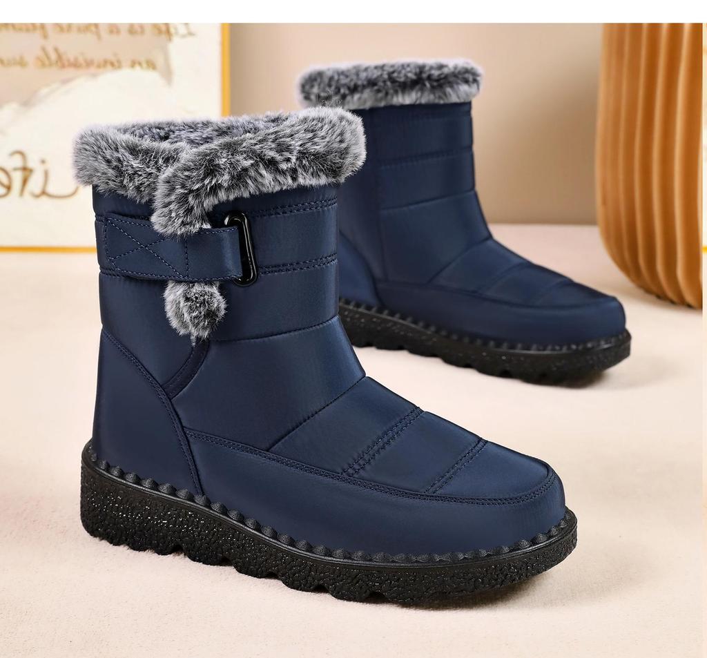 Женские хлопковые ботинки на флисовой подкладке, увеличивающие рост - Толстая подошва, Большой размер, Зимняя обувь из полиуретана