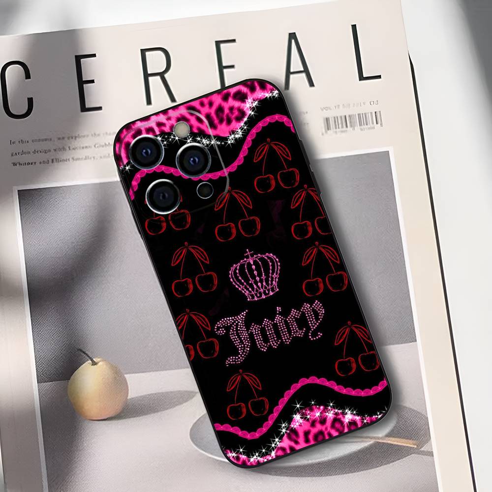 Розовый чехол J-Juicy C-Couture для iPhone 17,16,15,14,13,12,11 Plus,Pro Max,XS,Мягкий черный чехол