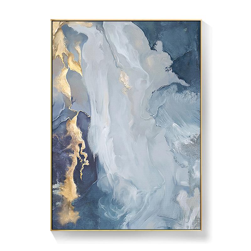 Современный абстрактный холст постер с синей мраморной волной настенная живопись постеры на скандинавскую тему и принты настенные