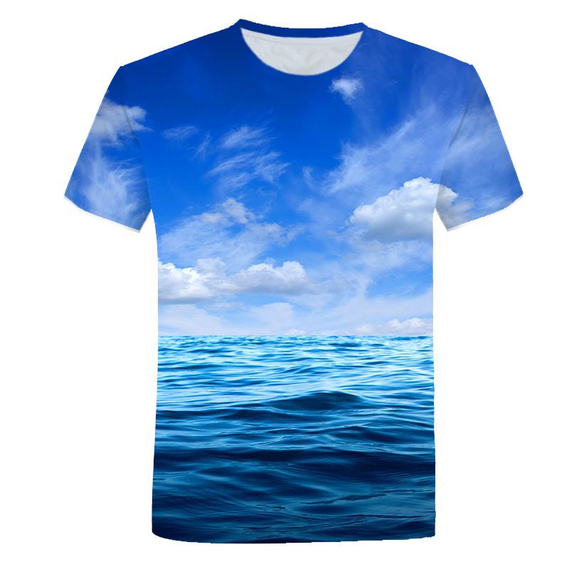 Summer Seaside Scenery Graphic T Shirts Fashion Men's T-shirts With Casual Beach Style 3D Print Nature Landscape Pattern T-shirt