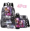 4Pcs/set Anime Demon Hunters Printed Backpack Bookbag Shoulder Bag Case Bag with 750Ml Water Bottler for Boy Girl Large Capacity Schoolbag