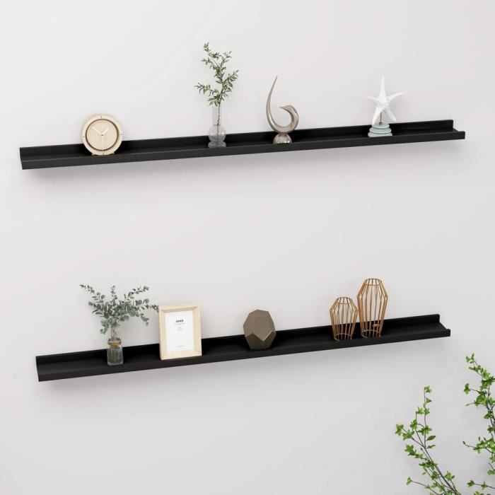 VidaXL Wall Shelves 2 Pcs Black 115x9x3 Cm