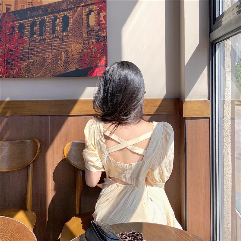 Летнее платье Yuli Cloth с французской кампанулой, пышными рукавами и открытой спиной для женщин