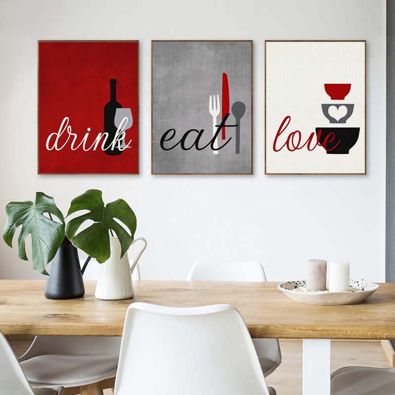 Nordic Kitchen Wall Art Холст Картина Посуда Посуда Плакат Печать Современный Минималистский Настенный Рисунок Для Столовой Домашний Декор