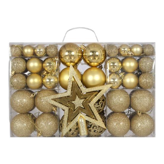 101 шт. набор рождественских шаров, небьющиеся елочные украшения, сверкающие рождественские шары с