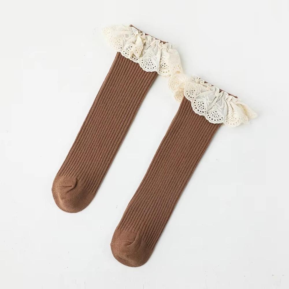 Soft Knee High Socks Lace Stuff Long Socks Leg Warmers Princess Stockings