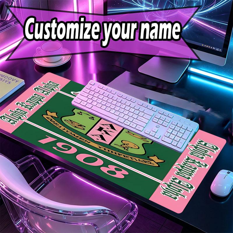 Custom Name Personalized Alpha Kappa Alpha Pattern Mousepad, Laptop PC Desk Mat, Decorative Desk Mat for Home Keyboard Pad Gift