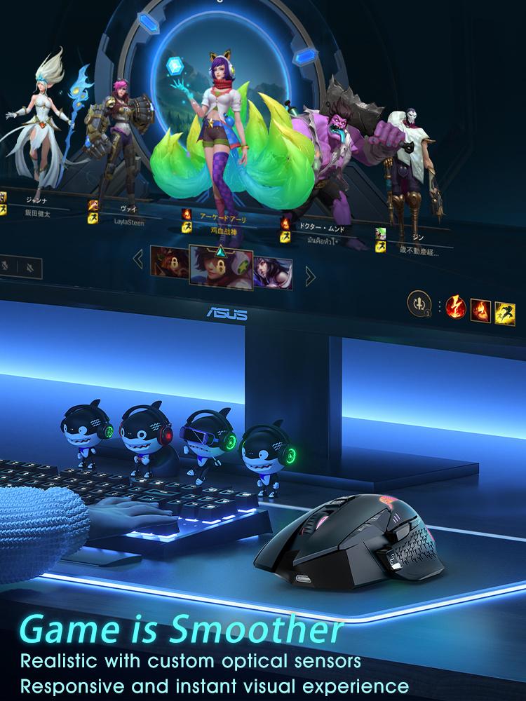 RGB беспроводная широкая игровая мышь Bluetooth для геймеров, 10000 точек на дюйм, портативная компьютерная мышь для Mac Windows, Andriod, эргономичные мыши Slient