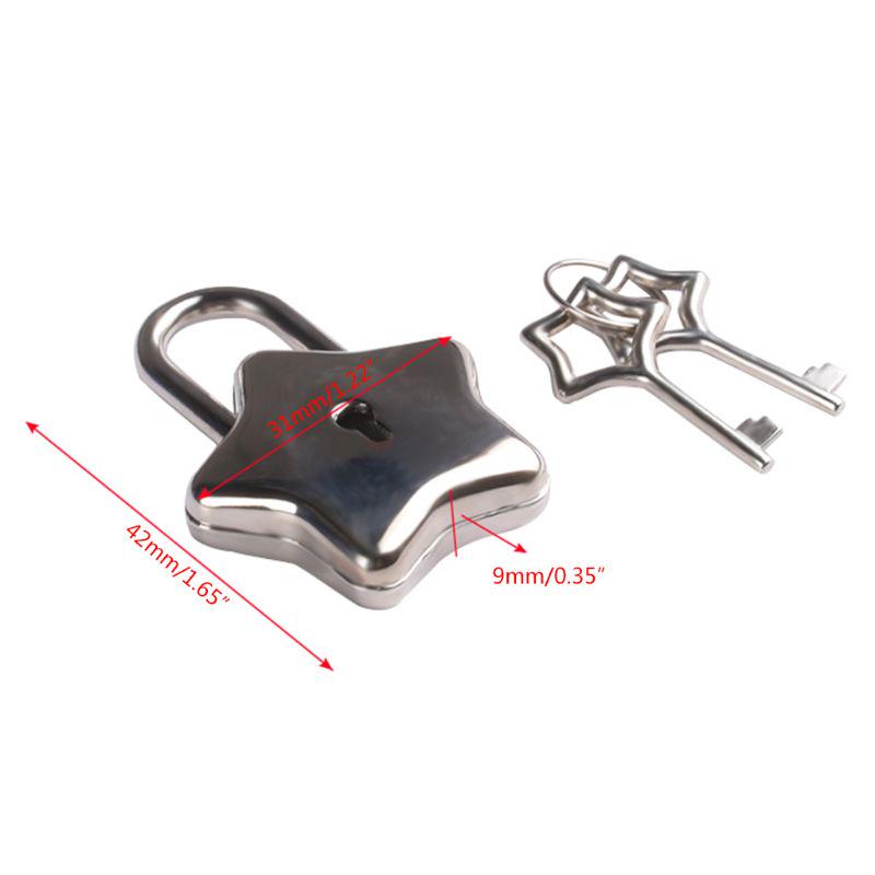 Small Metal Star Shaped Padlock Mini Lock with for Key for Jewelry Box Storage Box Diary Book