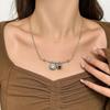 Imitation Pearl Tigereye Stone Pendant Necklaces Geometric Collarbone Necklace  Women