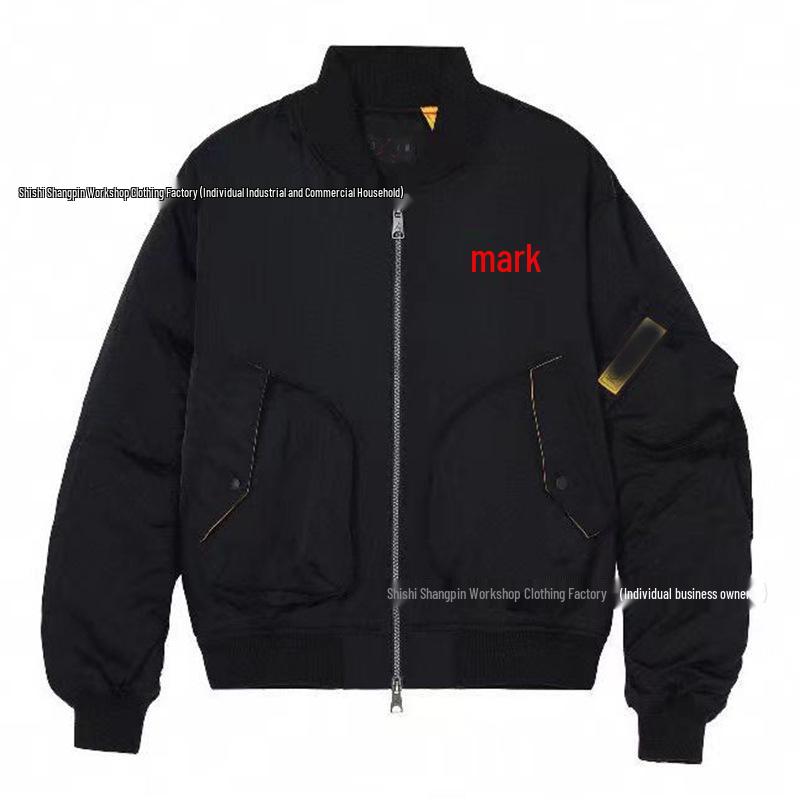 Ветрозащитная вышитая зимняя летная куртка: Унисекс теплая бейсбольная форма свободного кроя со стоячим воротником.