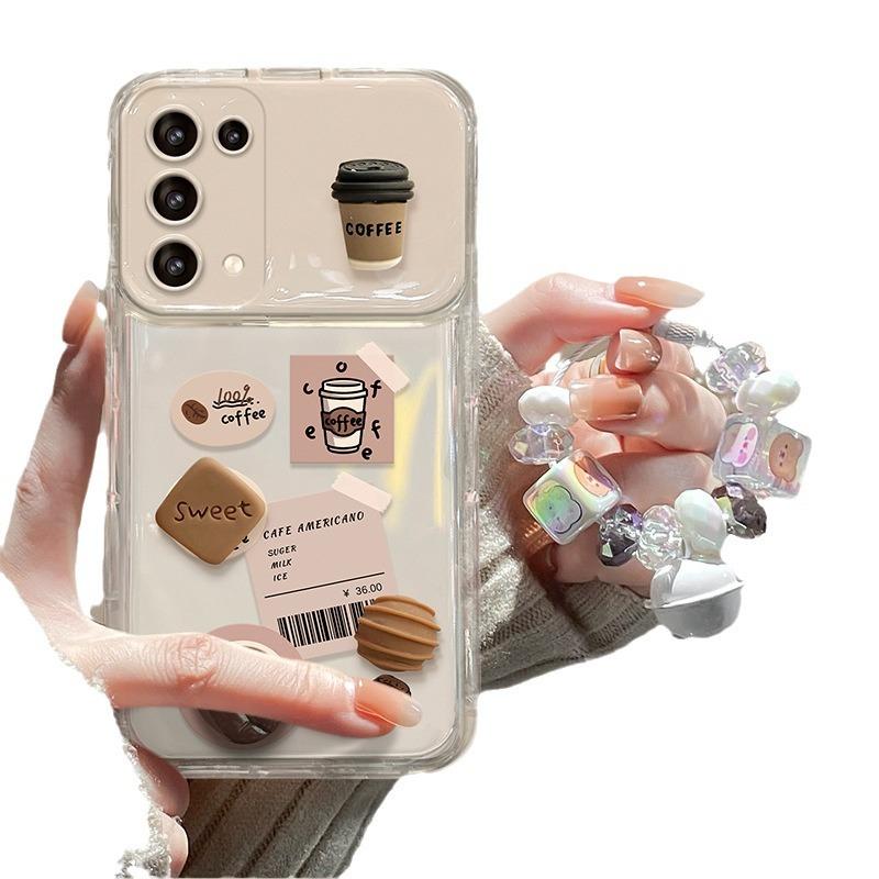 Applicable To Vivos16 Mobile Phone Case X80/90pro Coffee Bean Three-dimensional Doll Pendant Y52s/77 Flip Mirror