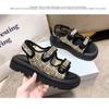 Beach Sandal Woman Luxury 2024 Summer Shoes Clogs With Heel Suit Female Beige Flat Thick Comfort Low Black New Girls Fashion Rom