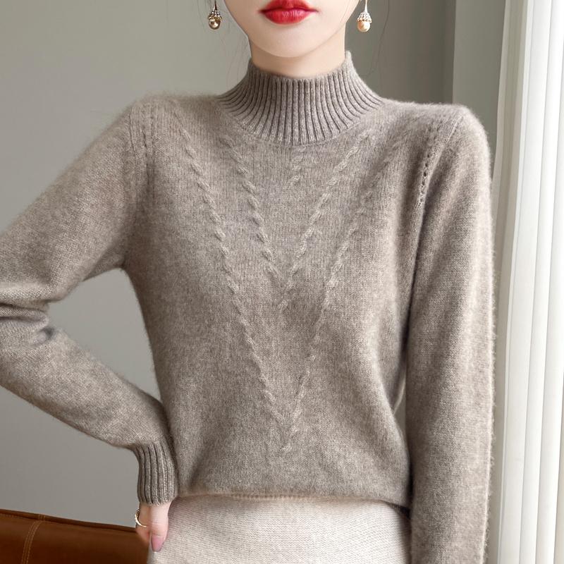Женский кашемировый свитер Qinghe Cashmere 30% кашемир 70% шерсть Осень и Зима Кашемировый плотный пуловер Мягкий и теплый