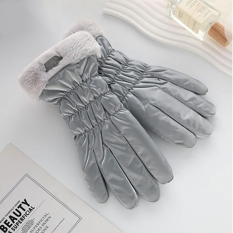 Woman Winter Warmer Cute Panda Plush Velvet Touch Screen Gloves Girls Outdoor Skiing Riding Mittens