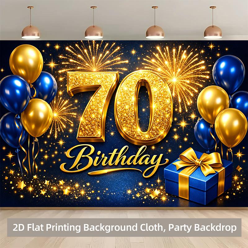 1 piece of 2D background fabric 2 polyester background fabric for the 70th birthday celebration scene party banner