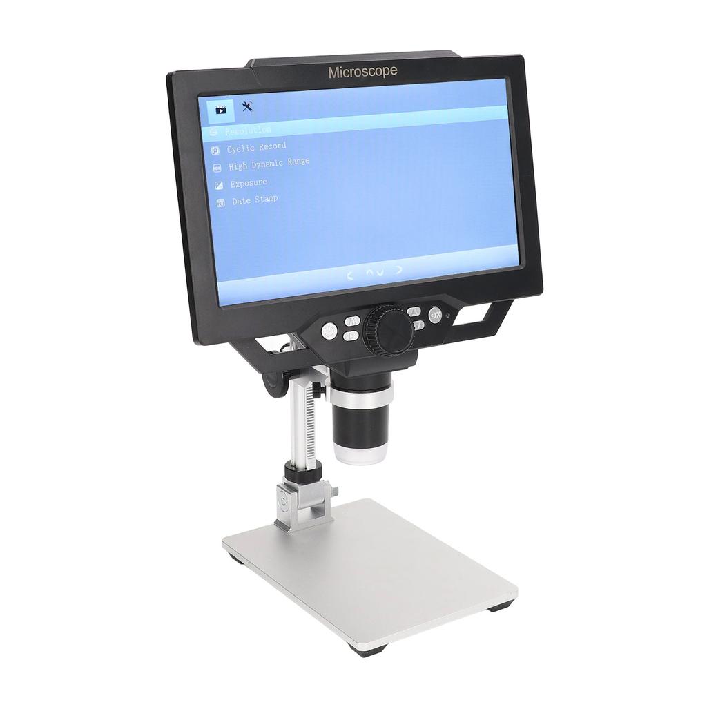 Digital Microscope 12MP 1600X 9in Screen USB Adjustable Bracket Microscope with 8 LED Lights 100‑240V EU Plug