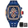 Men's Watches Luxury Sport Quartz Watch For Men Waterproof With Luminous Hands Chronograph Wristwatches Silicone Strap All Black