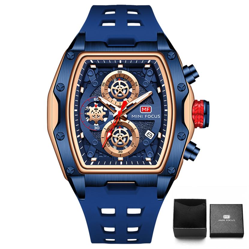 Men's Watches Luxury Sport Quartz Watch For Men Waterproof With Luminous Hands Chronograph Wristwatches Silicone Strap All Black