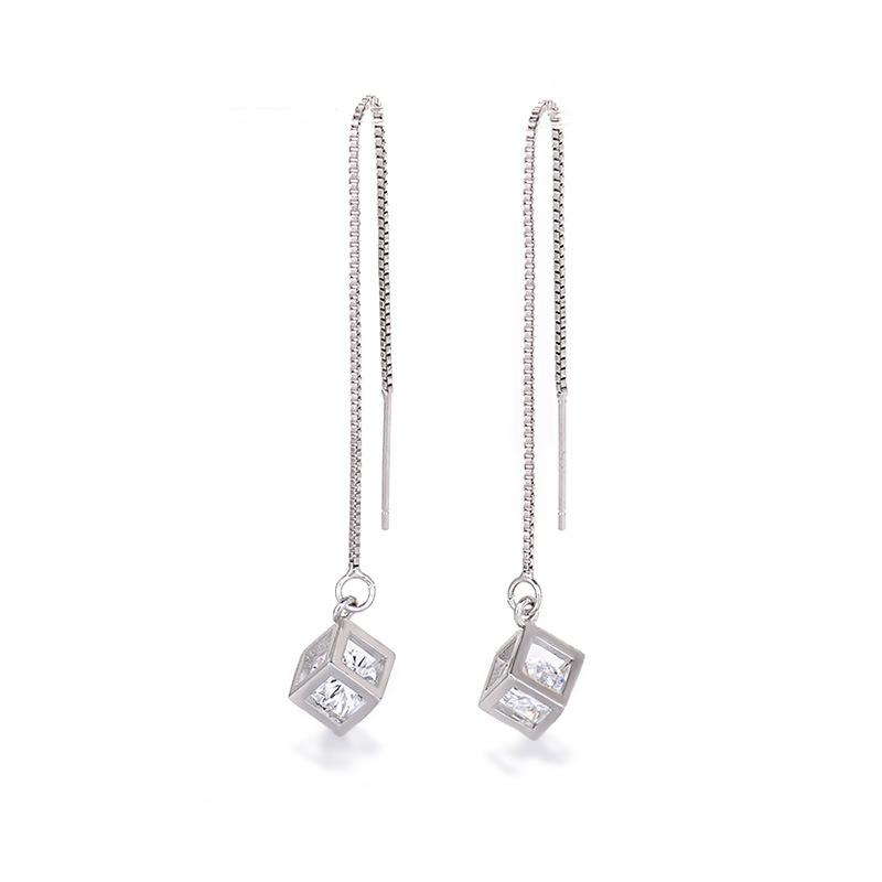 Тонкие трехмерные серьги-кабели Magic Cube для женщин с кисточками из циркония Niche Design