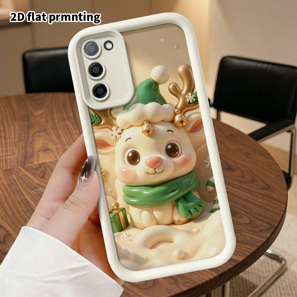 Phone case: 2D flat design suitable for Samsung Galaxy A34 A35 M05 M06 S20 S22 S21 FE Plus 5G protective case, Christmas reindeer, perfect holiday gif