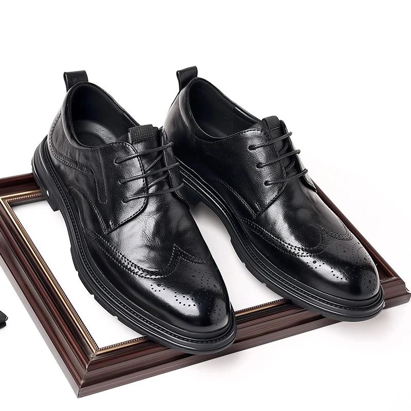 Модные весенние мужские деловые туфли из натуральной кожи в британском стиле, деловые мужские туфли на плоской подошве, высококачественные броги, оксфорды, мужские туфли