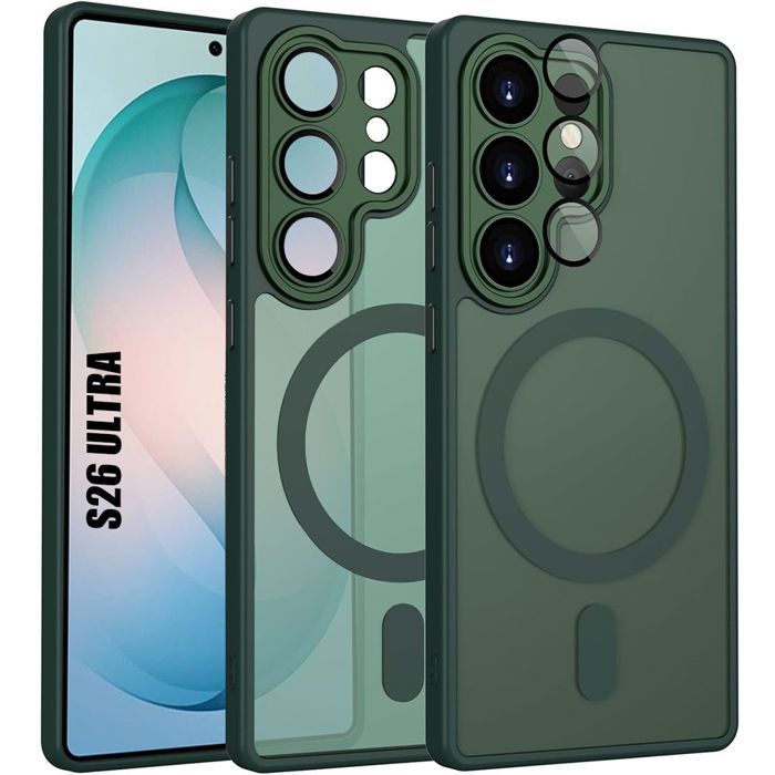 Coque Magnétique - BOOLING - pour Samsung Galaxy S26 Ultra - avec Protection Caméra - Vert Nuit
