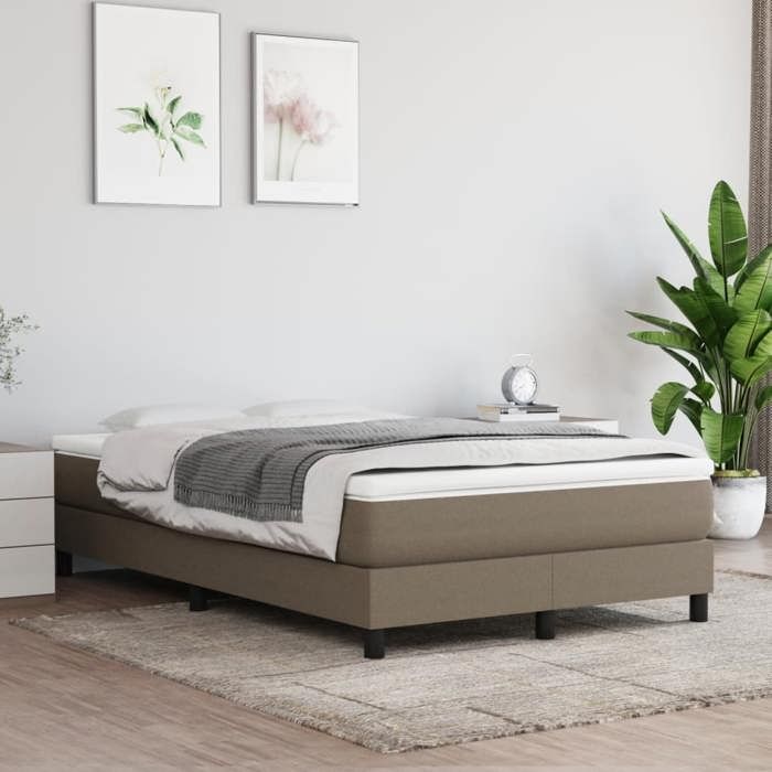 Cadre de lit avec matelas - Maison Exclusive - 120x190 cm - Tissu taupe - Relaxation maximale