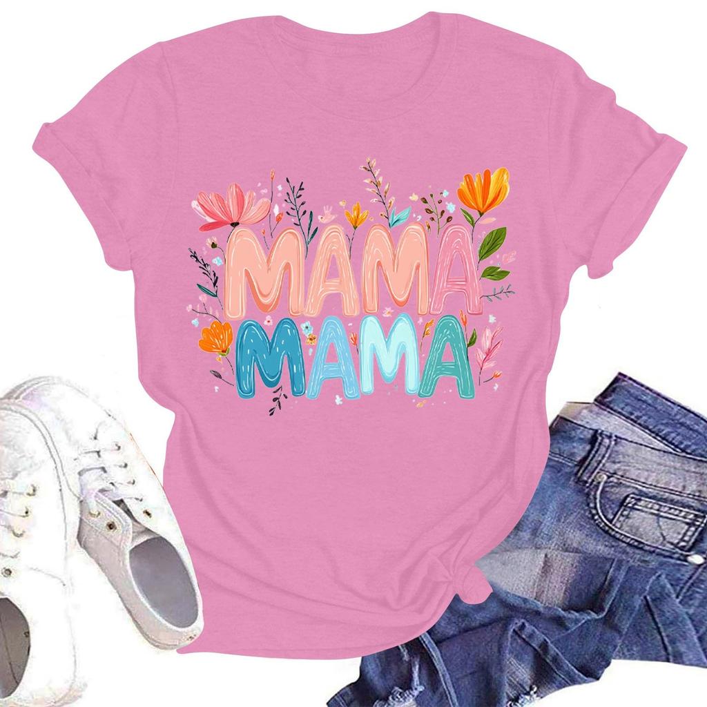 Женская повседневная футболка с круглым вырезом и короткими рукавами с принтом