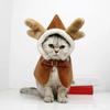 Pet Happy New Year Clothes Cat Autumn Winter Hooded Suit Dragon Horn Velvet Cloth Halloween Dog Costume Christmas Cat