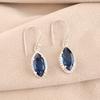 Natural London Blue Topaz Gemstone 925 Sterling Silver Handmade Earrings 1.4" EE-169-6