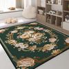 Luxury Green Carpet Flower Design Non-Slip Big Size Living Room Rug Golden Border European Tatami Mat Soft Bedroom Rugs Washable