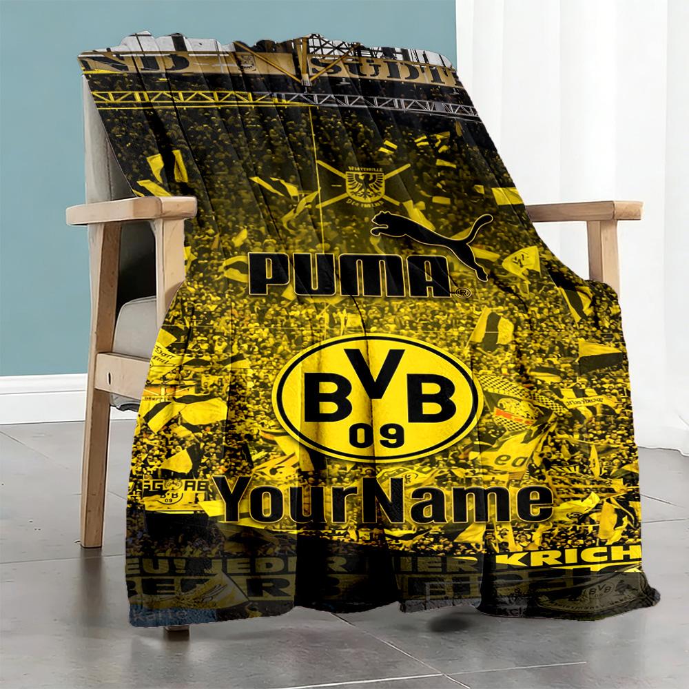 Borussia Dortmund Personalized Text Blanket Multi-purpose Customizable Blanket Comfortable Throw For Livingroom Couch Office Living Room