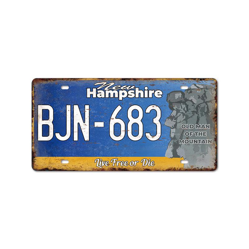 Vintage Tin Art with 1530 License Plate Design: Ideal for American - Style Background Wall Decor