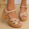 Lightweight High Heeled Sandals for Women 2024 Summer Ankle Buckle Female Gladiator Sandal Woven Platform Sandles Woman