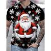 Christmas 3D Santa Claus Print T Shirt for Men Casual Short Sleeve Tee Shirts Fashion O-Neck Top New Year Gift Oversized T-Shirt