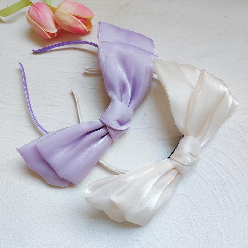 1Pcs Hair Accessories Spring/Summer Girl Glossy Bow Bezel Headband Solid Color Hair Band For Women