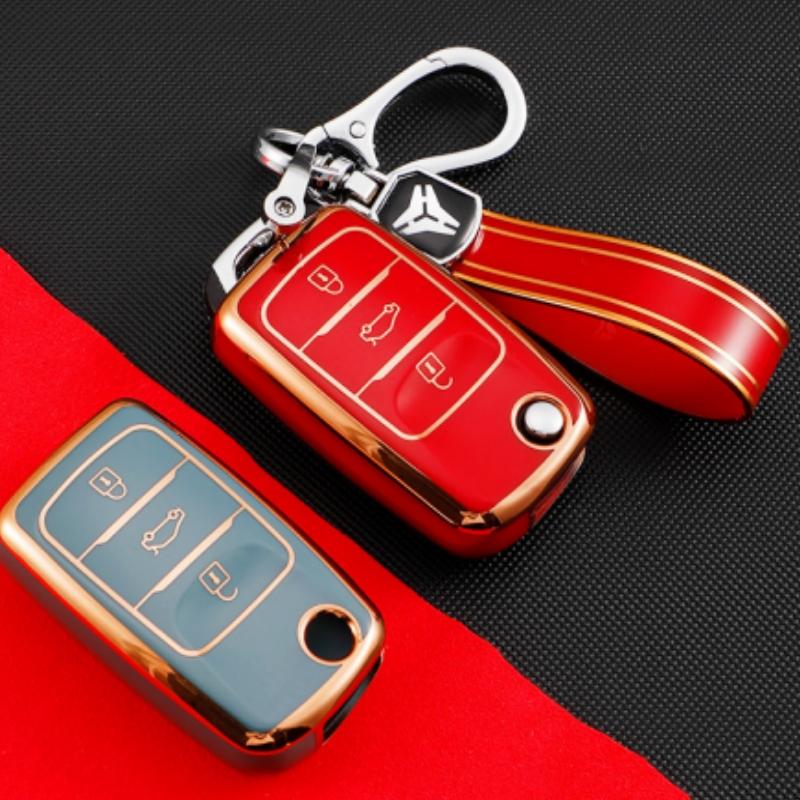 Откидной чехол для ключей из ТПУ с золотыми краями, чехол для ключей, сумка-держатель, брелок для Changan CS15 CS35 CS75 EV E-Star EADO Raeton V3 V5 V7