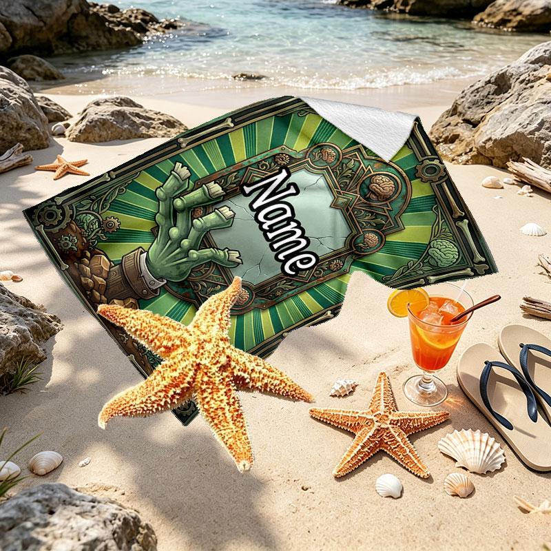 Custom Name Personalized Plants vs. Zombies Print Beach Towel, for Trip Camping Beach Party Home Decor, Birthday Gift for Family & Friends